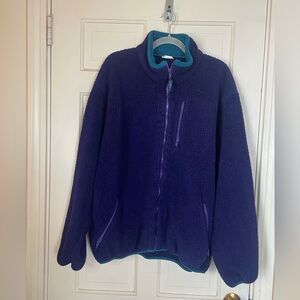 L.L.Bean Fleece Jacket Zip Vintage Freeport Purple Size X-Large Made In USA